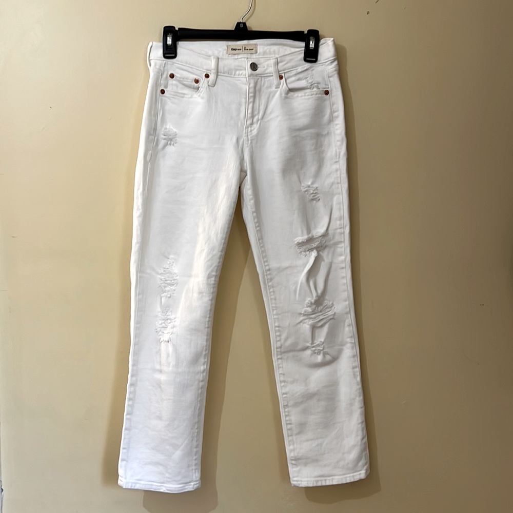 Gap White Distressed Denim Jeans